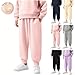 Girls Boys Fleece Lined Winter Joggers Sweatpants Comfy Elastic Waist Casual Athletic Track Pants with Pockets for 3-13 Years