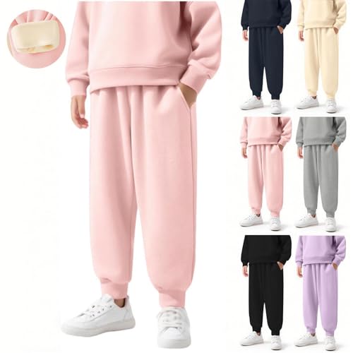 Girls Boys Fleece Lined Winter Joggers Sweatpants Comfy Elastic Waist Casual Athletic Track Pants with Pockets for 3-13 Years2