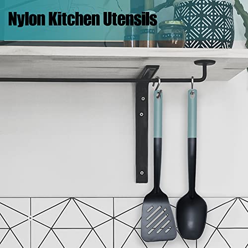 Byvov 2Pc Anti-Scratch Nylon Kitchen Utensils Set - Slotted Spatula, Cooking Spoons - Blue #TOP2