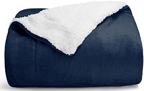 CozyLux Sherpa Fleece Blanket Throw Size Navy Blue 50" x 60" Soft Fuzzy Reversible Throws Cozy Warm Thick Plush Blankets Luxury Microfiber Winter Bed Blanket for Camping Couch Sofa Chair