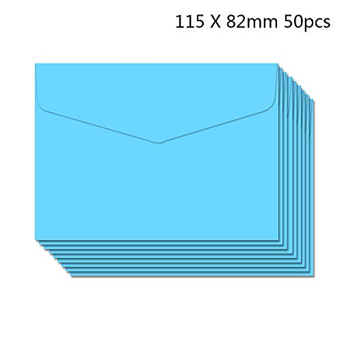 BLUGUL 50 Piezas Mini Sobres, Sobres Pequeños 115x82mm, para Oficinal, Bodas de Tarjetas de Regalo, Artículos de Fiesta de Cumpleaños, Azul