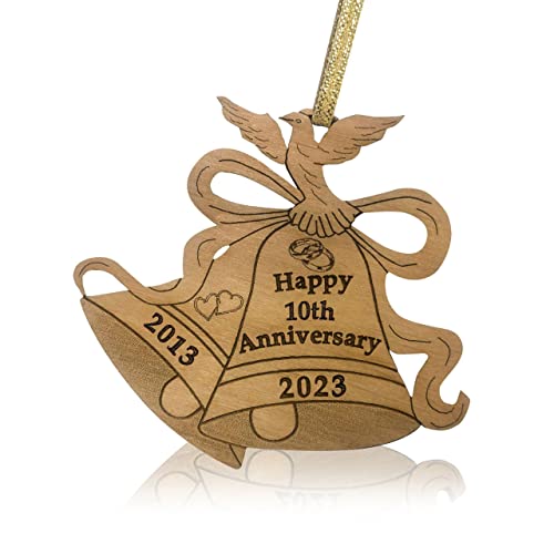 Jolette Designs 10 Year Anniversary Present For Him And Her, 10Th Year Wedding Ornament-Gift For Couples, Romantic Wooden Laser Cut Ornament For 2023 #TOP4