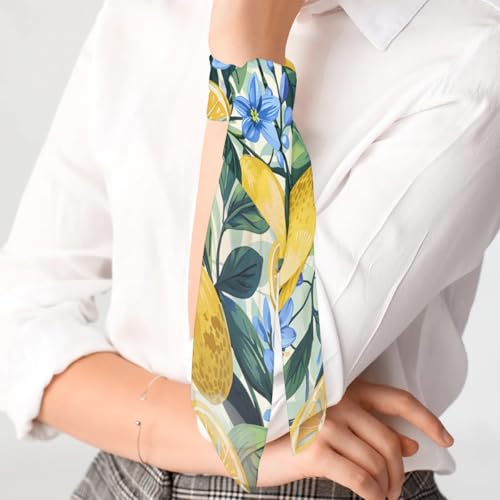 Lemon Floral Printed Fashion Hair Scarf Lightweight Silk Feeling Head Scarf Square Bandanas for Women3