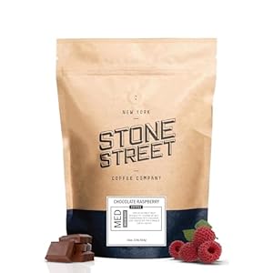 Stone Street Flavored Ground Coffee, Chocolate Raspberry, Freshly Roasted, 100% Colombian Arabica, Gourmet Coffee, Medium Roast, Chocolately Berry Flavor, 1 LB