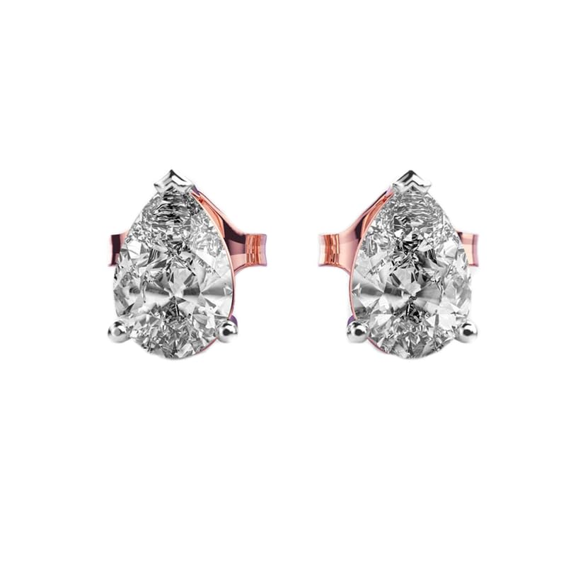 Clous d'oreilles poire argent 925 plaqué or 1 ct le cadeau idéal