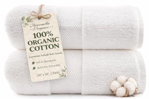 Maisonette Elegance 100% Organic Cotton Turkish Bath Towels, Soft &