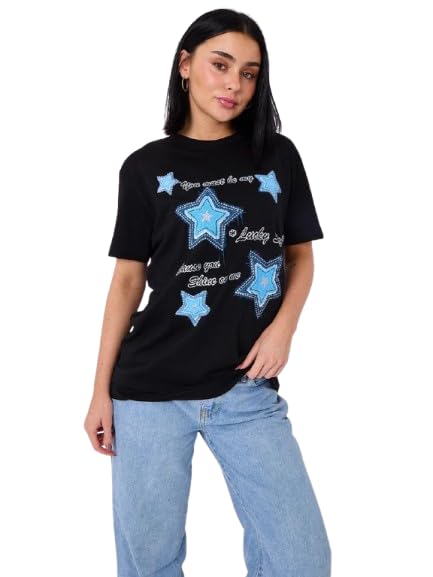 T-shirt décontracté imprimé Lucky Star pour femme mode casual