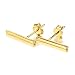Minimalist 925 Sterling Silver Stud Earrings Modern Bar Geometric Design (Yellow Gold Flashed)