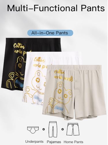 Men's Underpants Cotton Boxers For Men &Home Pants-Soft,Relaxed Fit,Moisture Wicking,Breathable,3Pack2