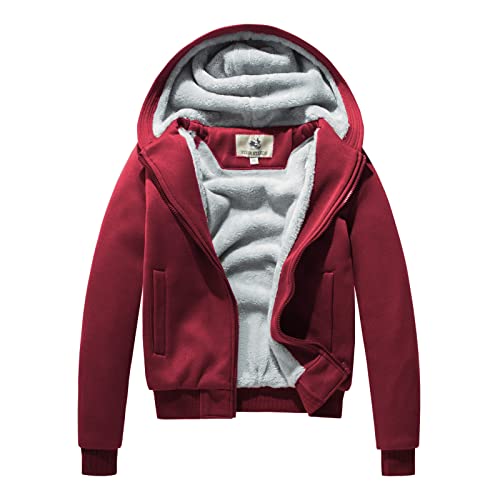 FOURSTEEDS Hooded Faux Fleece Lining Jacket for Women Winter Sherpa Lined Thick Warm Thermal Hoodies Coat