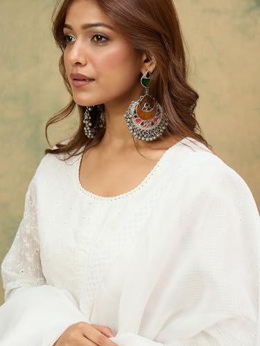 Image of Varanga Women -Thread & Sequin Embroidered Yoke Kurta With Trouser & Scallop Dupatta