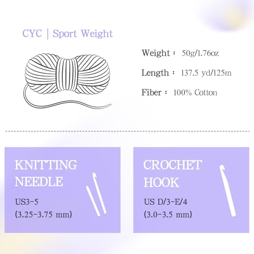 Image of Katech 1OO% Cotton Yarn for Crocheting & Knitting-Baby Cotton Yarn (E)