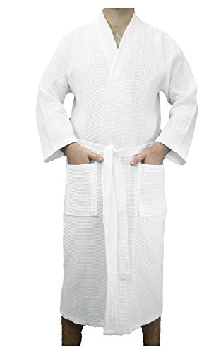 BY LORA Personalized Embroidered Waffle Kimono Robe For Men Women, Lightweight Robes