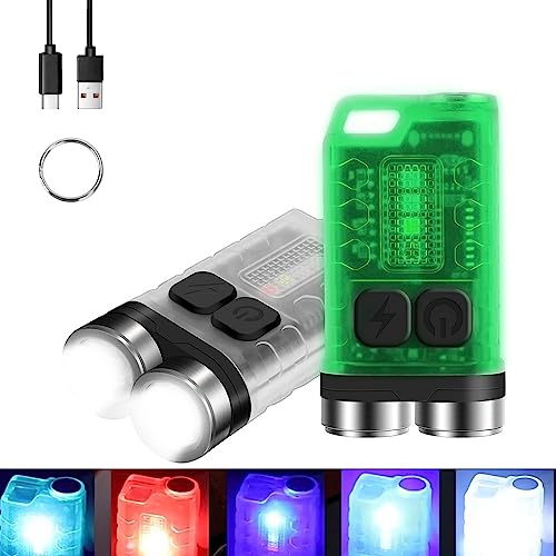 Mini Keychain Flashlights High Lumens, EDC Flashlight Rechargeable with Red UV Blue Light & Tail Magnet, 900 Lumens Led Pocket Small Powerful Flashlights for Camping, Emergencies,Everyday Carry, IP65