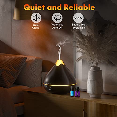 Essential Oil Diffusers 550Ml Diffuser ,10 Essential Oils Diffuser Gift Set,Advanced Ceramic Ultrasonic Technology Aromatherapy Diffusers Auto Shut-Off For 15 Ambient Light Settings（Black） #TOP5