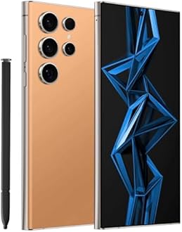 C24 Ultra Phone, 6.8" Full Netcom Unlocked Android Phones, 8GB+256GB Unlocked Cell Phone, Octa-Core CPU, Bulid in Pen, 48MP Camera, 6800mAHh Battery, Face ID, Dual SIM Smartphone- Orange