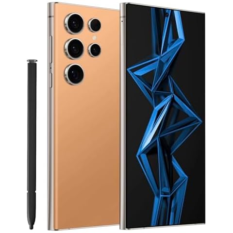 SANSHREUNI C24 Ultra Phone, 6.8" Full Netcom Unlocked Android Phones, 8GB+256GB Unlocked Cell Phone, Octa-Core CPU, Bulid in Pen, 48MP Camera, 6800mAHh Battery, Face ID, Dual SIM Smartphone- Orange Cover