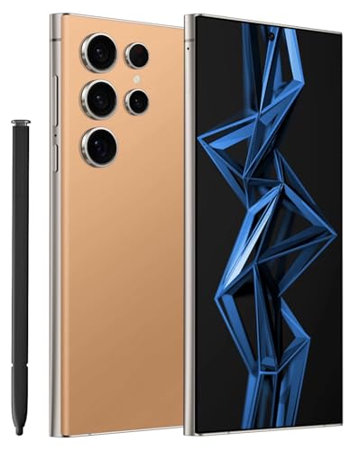 C24 Ultra Phone, 6.8" Full Netcom Unlocked Android Phones, 8GB+256GB Unlocked Cell Phone, Octa-Core CPU, Bulid in Pen, 48MP Camera, 6800mAHh Battery, Face ID, Dual SIM Smartphone- Orange