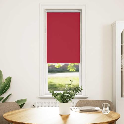 Clamping Roller Blind, Double Roller Blind, Blackout Roller Blind, Red, 45 x 175 cm, Fabric Width 40.7 cm, Polyester, for Windows and Doors, Quick to Use, Widely Used