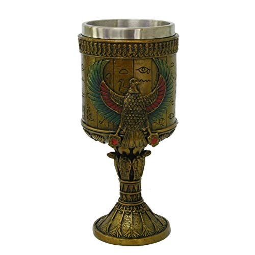 Pacific GiftwarePT Egyptian Winged Falcon Collectible Resin Figurine Drinkable Goblet with Removable Stainless Steel Inner