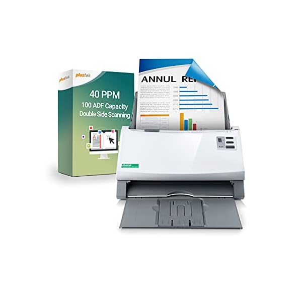 Plustek PS3140U Duplex Document Scanner, Citrix Ready & Twain Support for PC and Mac, Scan and Save Batch Documents