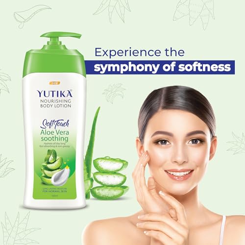 Image of Yuthika Almond Soft Touch Body Lotion for Women & Men, Hydrating, Non-Greasy Moisturizer for Soft, Smooth Skin, All Skin Types (1000ml) (Aloe Vera, 500 ml)