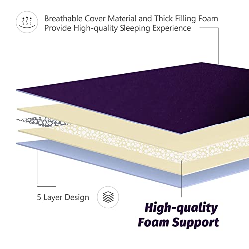 Image of MAXYOYO Japanese Floor Futon Mattress, Roll Up Floor Mattress for Adults Foldable Tatami Mat Sleeping Pad Dormitory Couch Lounger, Purple, Twin Size