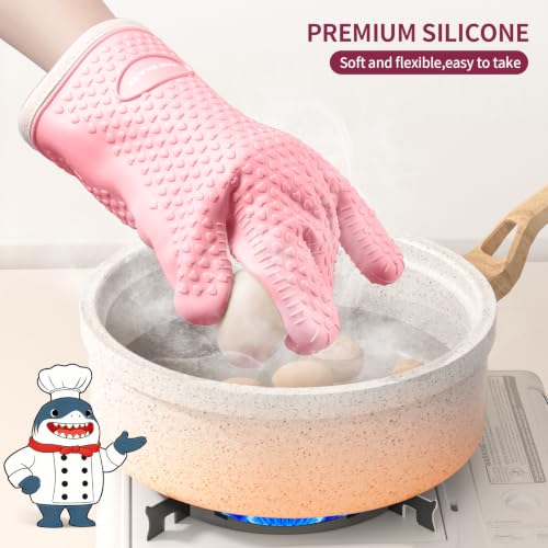Image of MAD SHARK Silicone Oven Mitts with Fingers Heat Resistant 450F in Kitchen