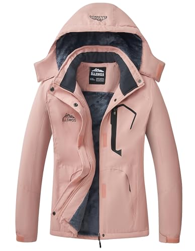ELLSWOS Womens Winter Coats Waterproof Ski Jacket Warm Snow Jackets Windproof Windbreaker Hooded Raincoat