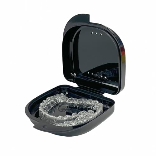 ACSKD Retainer Case with Vent Holes Orthodontic Solid Color Aligner Case Suitable for Storage Aligner Dentures Mouth Guard Night Guard 1 PC Black