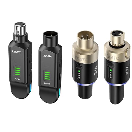 LEKATO 2.4GHz Wireless XLR Microphone Transmitter & Receiver, Plug & Play, 8H Runtime for PA Systems, Mixers，Live Performances