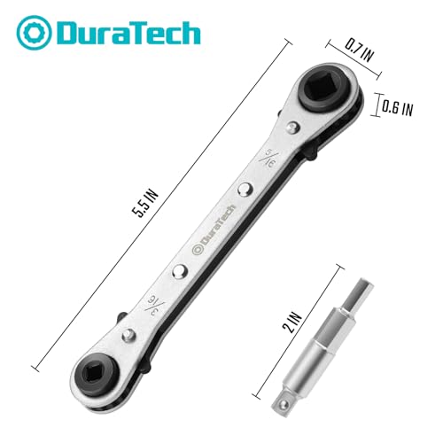 Image of DURATECH 4 IN 1 HVAC Service Wrench, 3 /16 inch, 1 /4 inch, 5 /16 inch, 3 /8 inch, Air Conditioning & Refrigeration Equipment, Hex Bit Adapter (Pack of 2)
