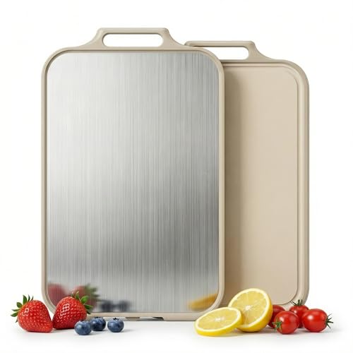 Tabla de Cortar de Acero Inoxidable 2 en 1, 43x28 cm