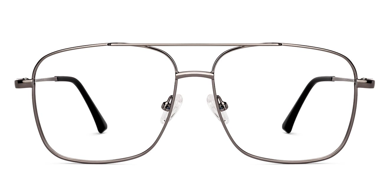 Zero Power BLU Screen Glasses | Blue‑Cut, Anti‑Glare, Lightweight & Blocks Harmful Rays | UV Protection Specs | Silver Teardrop Full Rim Shape | Men & Women | Large | LB E18344-image-9