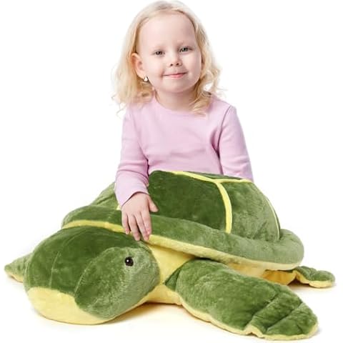 MorisMos Giant Turtle Stuffed Animal 33 inch, Large Stuffed Sea Turtle Plush Toy, Big Stuffed Turtle Pillow for Kids, Girls, Boys, Plush Turtle Gifts on Christmas, Valentine, Birthday, Green Cover