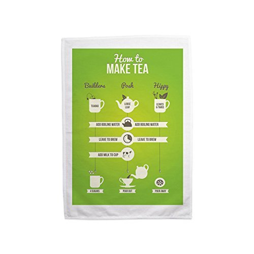 Wildish & Co "Make Tea" Print Tea Towel, MultiColour, 70 x 46 cm