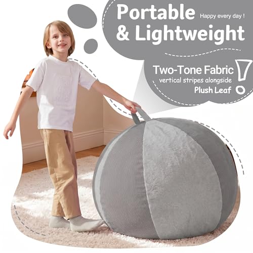 Image of HABUTWAY 2FT Bean Bag Chair Teardrop Bean Bag Chairs for Adults beanbag with Memory Foam Filled with Dual-Tone Unique Combination Corduroy & Luxury Distressed Velvet Washable Cover,Corduroy Dark Grey
