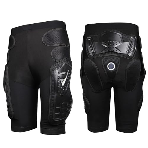 ARMAAN Pantaloncini da Motociclista da Uomo, Pantaloni anticaduta da Motocross, Pantaloncini con Imbottitura per Fianchi e Protezione per i Fianchi per la Guida, Le Corse, Lo Snowboard,Black-M