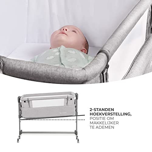 Kinderkraft Bijzetbed NESTE UP, Co-sleeper 2 in 1, Aanschuifwieg voor Baby, In Hoogte Verstelbaar Babybed, met Matras, Beige - Afbeelding 6