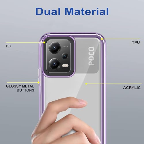 Image of Zapcase Back Case Cover for Poco X5 5G | Compatible for Poco X5 5G Back Cover | Case Cover with Camera Protection | (TPU + PC | Translucent Purple)