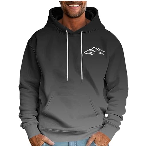 Cambkatl Gradient Hoodies for Men Graphic T-Shirt - Warm Fleece Loose Long Sleeve Fall Pullover Sweatshirts with Pocket