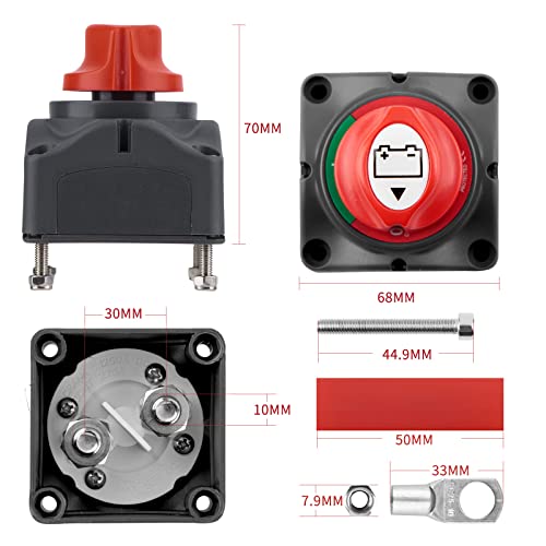 LUNEKUCK Accuschakelaar, 12 V-48 V batterij, scheidingsschakelaar, accu, power cut off schakelaar, batterij, hoofdschakelaar, 12 V, 275 ampère, batterijscheidingsschakelaar voor boot, motorfiets, - Afbeelding 3