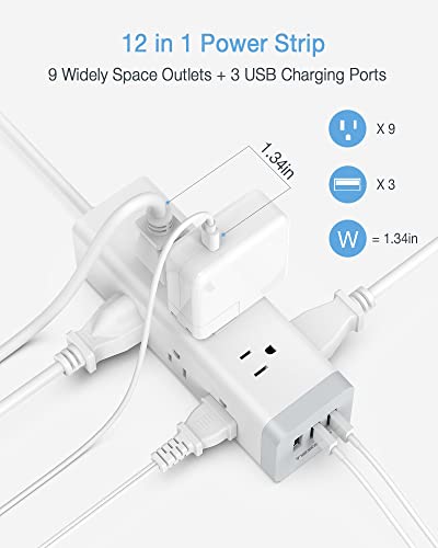 image for Power Strip Surge Protector with USB, TESSAN 6.5 FT Extension Cord wit