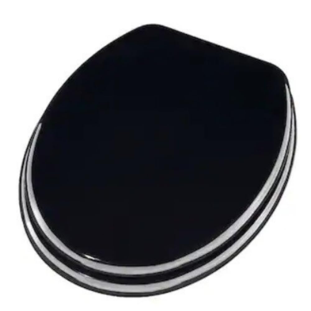 Schläfer 4638201 | Sedile Wc Nero, Copriwater Universale Colorato per Bagno, Coprivaso Weser, Tavoletta Copri Wc Bagno in Legno, Cerniere Regolabili in Ottone Cromato, Copritazza per Wc Forma Ovale.