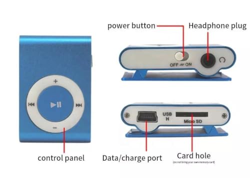Image of BIGASUO Portable Mini Metal Clip MP3 Player Sport Music Player with SD /TF Card Slot (Random Color Memory Card Not Included, Light Blue