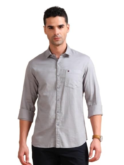 Image of COOL COLORS Men's Solid Slim Fit Casual Shirt | Breathable Soft Fabric | Spread Collar | Stylish Modern Comfort | Office, Party, Weekend Essential
