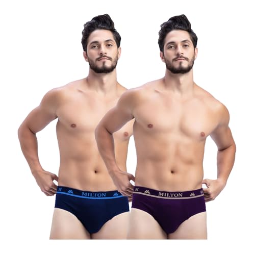 Image of Milton Mens Pure Cotton Solid Briefs|Soft Breathable Underwear for Men|Outer Elastic Comfort Fit Waistband|Skin-Friendly Essentials|Multi-Color, Color Name May Vary as per Availability|Pack of 2