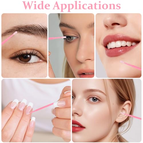 BUTBU 100 Stk Einweg Microbürsten Wimpernverlängerung, Wimpernverlängerungs Bürsten, Beauty-Salon & Hausgebrauch Eyelash Brush, Microbürstchen fürLashes Graft, Makeup, Mundpflege(Rosa)