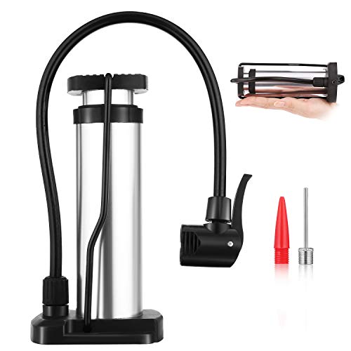 Speedrid Mini Bicycle Pump Portable Bike Floor Pump Bike Tire Pump Compact Hand Foot Activated Bike Pump With Presta Schrader Dunlop Valves Extra Valve And Gas Needle For Bike Balls (Gray) #TOP3