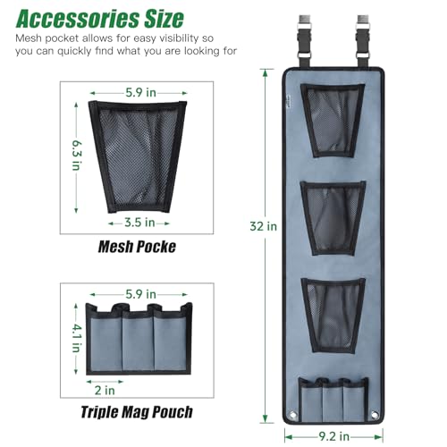 NEXT STATION Double-side Gun Safe Door Organizer,Handgun Hanger with Triple Mag Pouch and Mesh Pockets,Gun Cabinet Gun Safe Accessories Storage